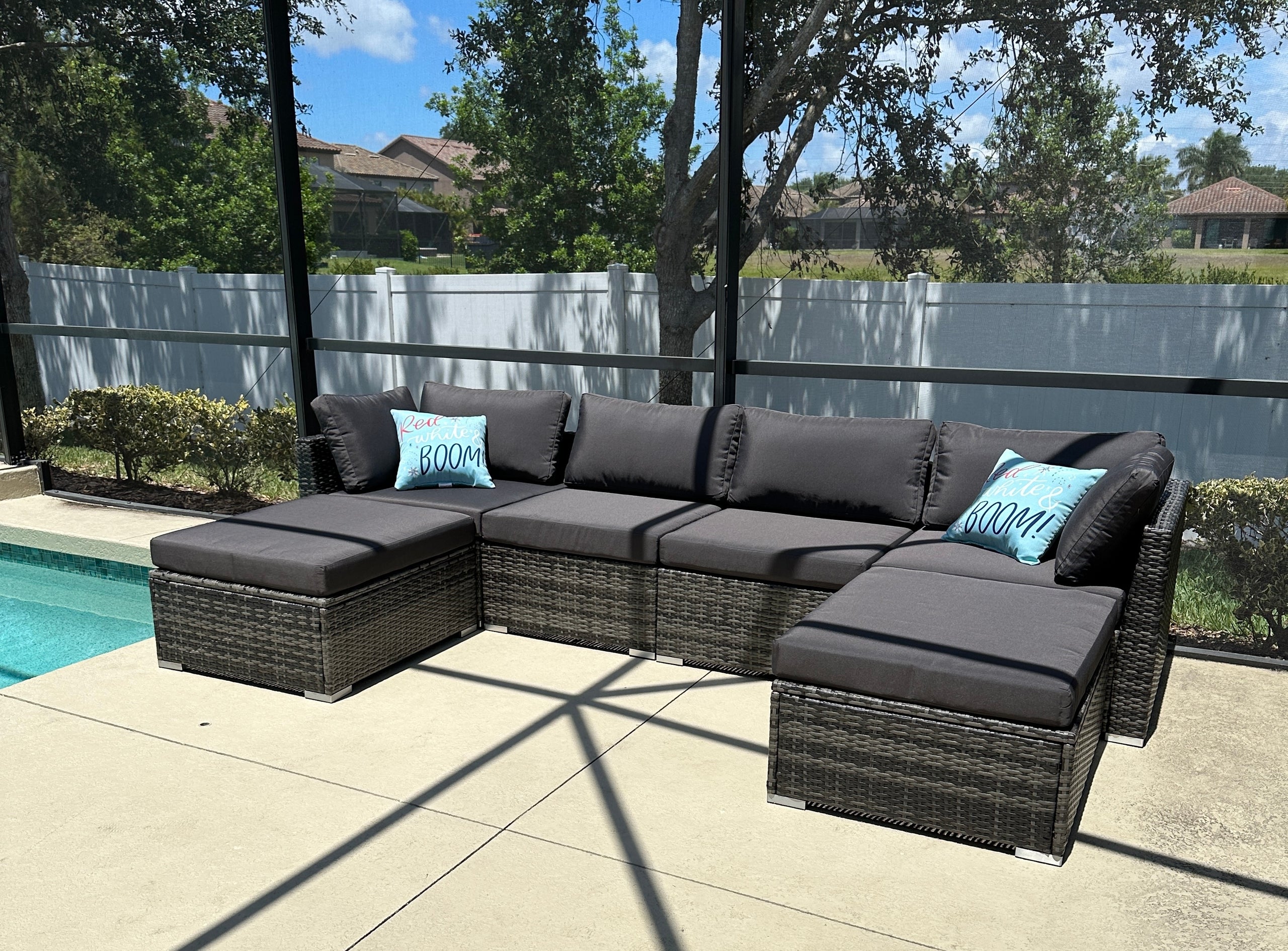 Grey wicker sectional deals